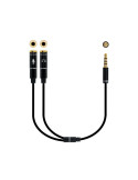 Cable Estéreo Nanocable 10.24.1202/ Jack 3.5 Macho - 2x Jack 3.5 Hembra/ 30cm/ Negro