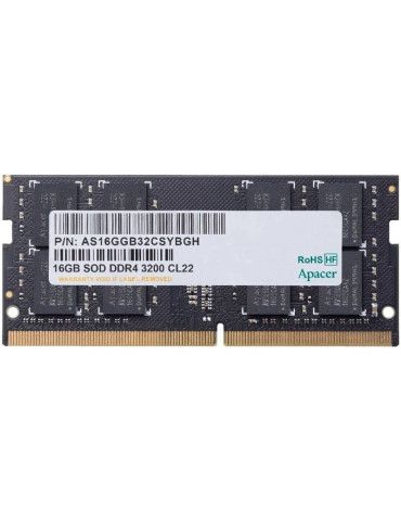Memoria RAM Apacer AS16GGB32CSYBGH 16GB/ DDR4/ 3200MHz/ 1.2V/ CL22/ SODIMM