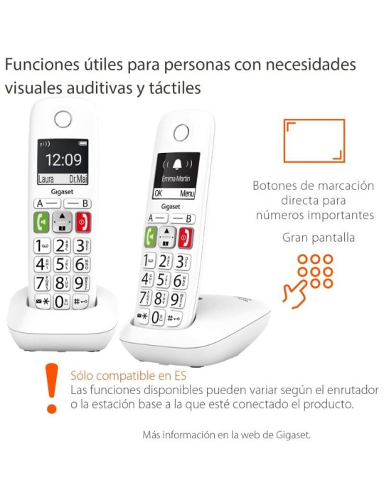 Teléfono Inalámbrico Gigaset E290/ Pack DUO/ Blanco