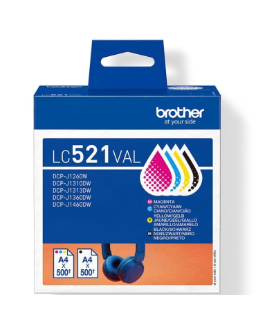 Cartucho de Tinta Original Brother LC-521VAL Multipack/ Cian/ Magenta/ Amarillo/ Negro