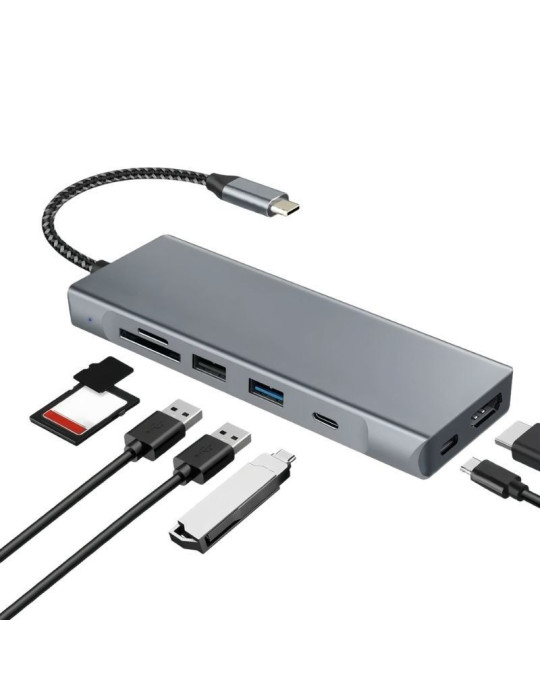 Docking USB Tipo-C Leotec LEDS07/ Ranura SSD M.2/ 2xUSB/ 1xUSB Tipo-C/ 1xHDMI 4K/ 1xLector Tarjetas SD y MicroSD/ 1xUSB Tipo-C P