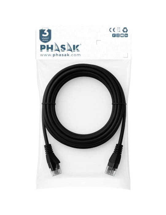 Cable de Red RJ45 UTP Phasak PHK 1720 Cat.6/ 20m/ Negro