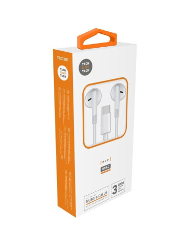 Auriculares Intrauditivos Tech One Tech earTECH TEC1301/ con Micrófono/ USB Tipo-C/ Blancos 2