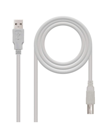 Cable USB 2.0 Impresora Nanocable 10.01.0103/ USB Tipo-B Macho - USB Macho/ 1.8m/ Beige 2