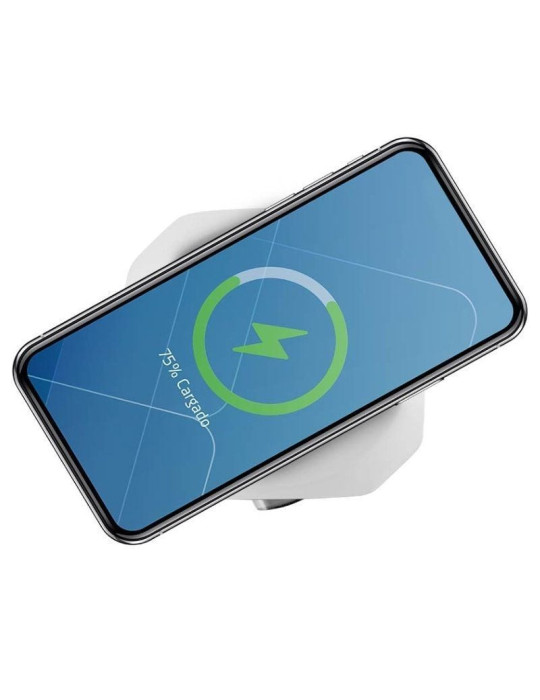 Regleta Orbegozo EN 4500 con Carga inalámbrica/ 3 Tomas de corriente/ 2 USB - 2 USB Tipo C/ Cable 1.5m/ Blanca y Gris