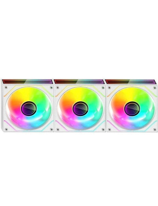 Pack 3 Ventiladores Mars Gaming MF-3DPROKIT/ 12cm + HUB + Mando a Distancia/ ARGB/ Blanco