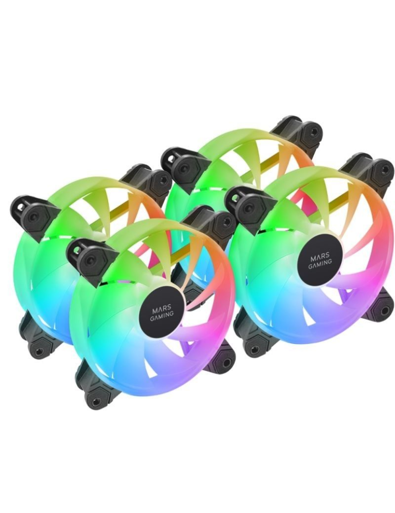 Pack 3 Ventiladores Mars Gaming MF-4A/ 12cm/ ARGB/ Negro