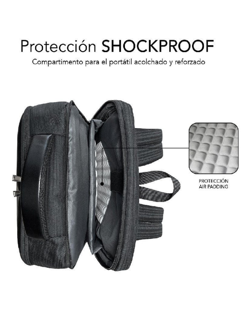 Mochila Subblim Business V2 AP Backpack para Portátiles hasta 15.6"/ Puerto USB/ Negra