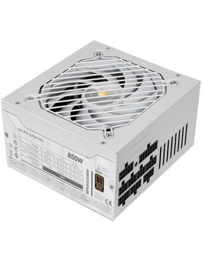 Fuente de Alimentación Mars Gaming MPB850SIM/ 850W/ Ventilador 14cm/ 80 Plus Bronze/ Blanca