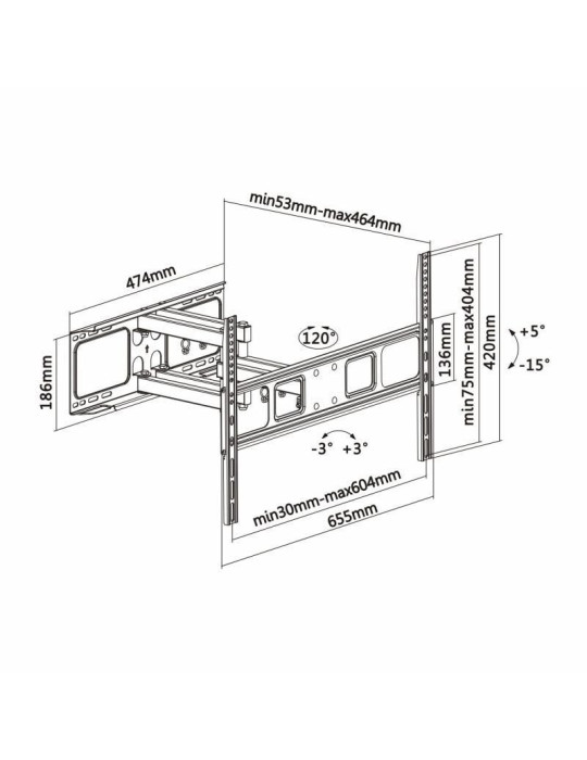 Soporte de Pared Giratorio/ Inclinable/ Nivelable Aisens WT70TSLE-023 para TV de 37-70"/ hasta 40kg
