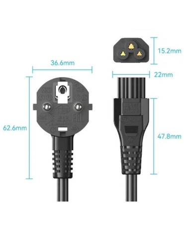 Cable de Alimentación Vention ZCKBAC/ IEC C5 Hembra - CEE7 Macho/ 1.8m/ Negro 2