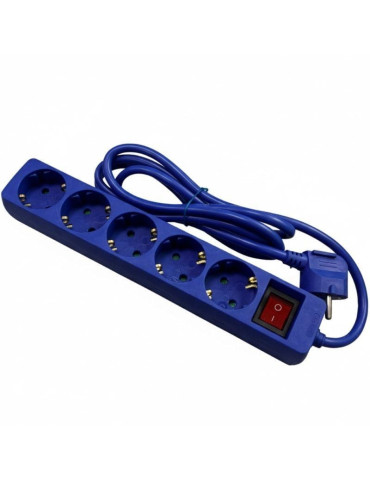 Regleta con Interruptor Phasak BN 0825/ 5 Tomas de Corriente/ Cable 1.8m/ Azul