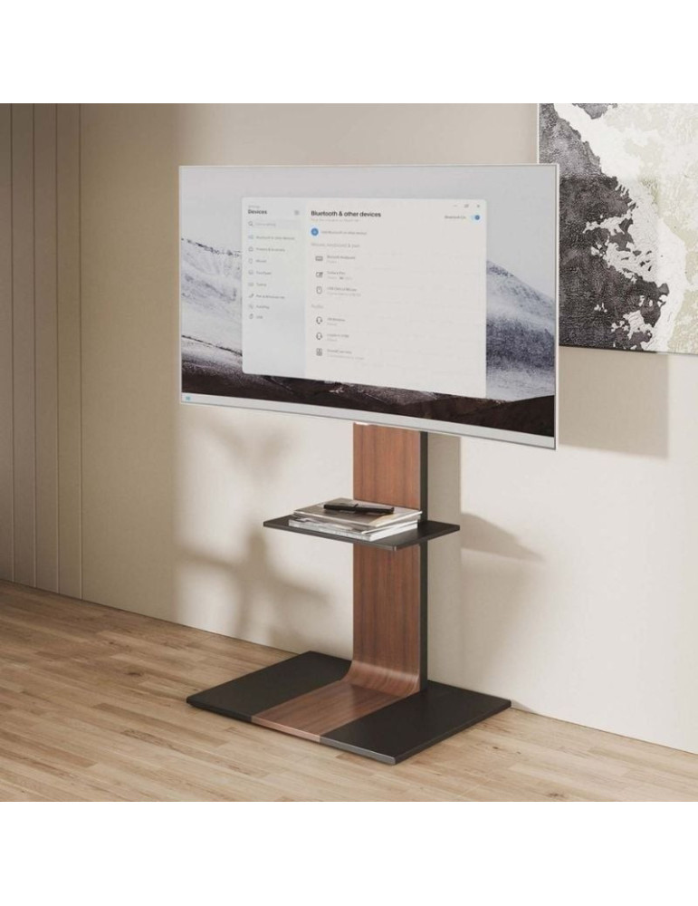 Soporte de Suelo Inclinable/ Giratorio con Bandeja DVD Aisens FT86TSE-401 para TV de 37-86"/ hasta 50kg