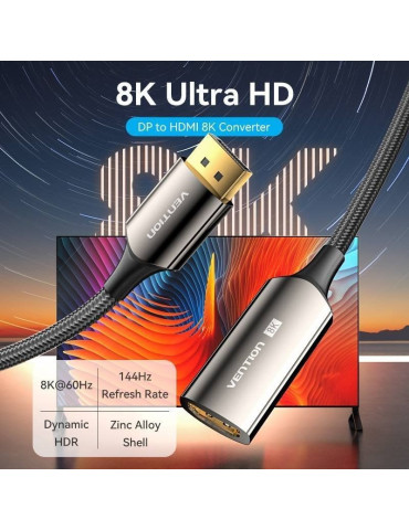 Cable Conversor Vention HFNBC/ DisplayPort Macho - HDMI Hembra/ 25cm/ Negro 2