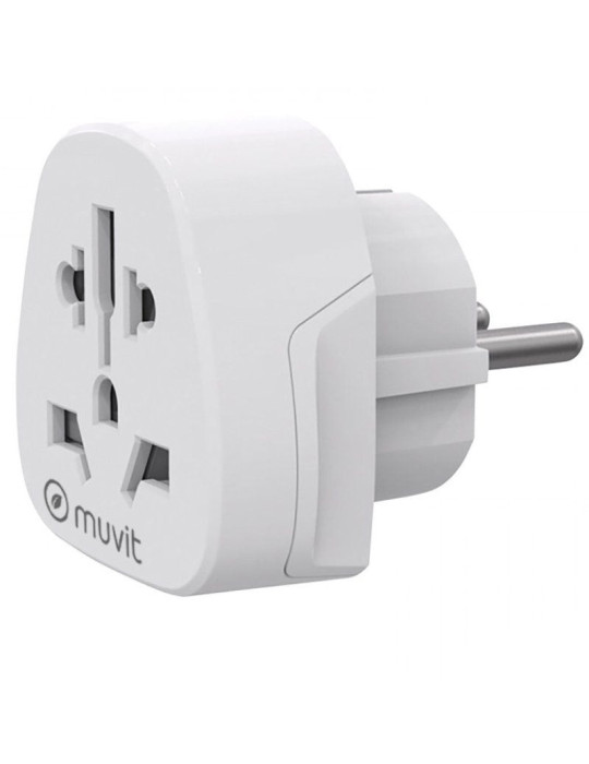 Enchufe Universal Muvit For Change MCADP0007/ 1 Toma de Corriente/ Blanco