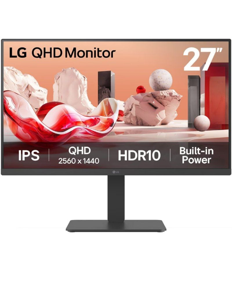 Monitor Profesional LG 27BA45QB-B 27"/ QHD/ Multimedia/ Regulable en altura/ Negro
