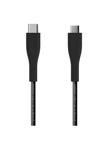 Cable USB 2.0 Aisens A107-0349/ USB Tipo-C Macho - MicroUSB Macho/ 480Mbps/ 1m/ Negro