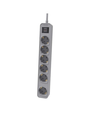 Regleta con Interruptor Philips CHP2164G/10/ 6 Tomas de corriente/ Cable 1.5m/ Gris