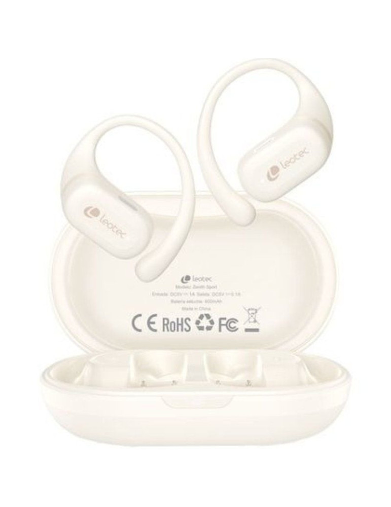 Auriculares Deportivos Bluetooth Leotec Open Air Zenith Sport con estuche de carga/ Autonomía 6.5h/ Beige