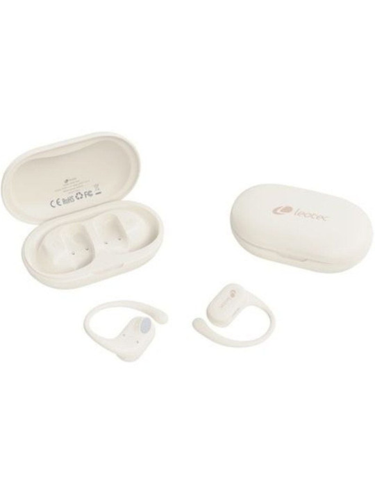 Auriculares Deportivos Bluetooth Leotec Open Air Zenith Sport con estuche de carga/ Autonomía 6.5h/ Beige