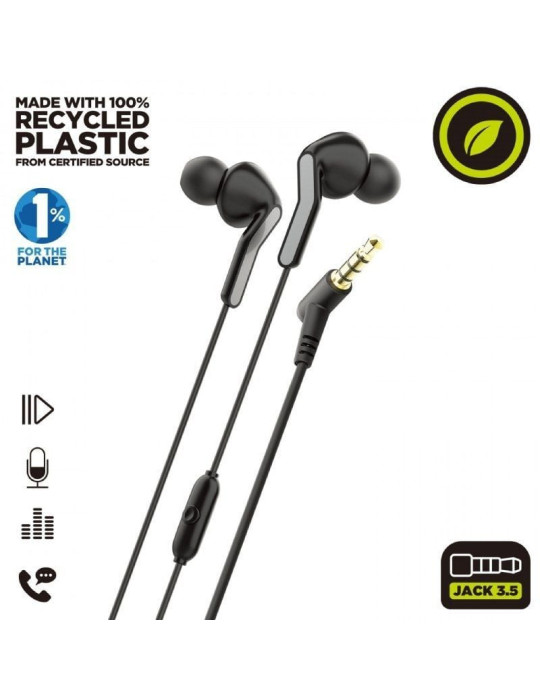 Auriculares Intrauditivos Muvit For Change MCHPH0004/ con Micrófono/ Jack 3.5/ Negros