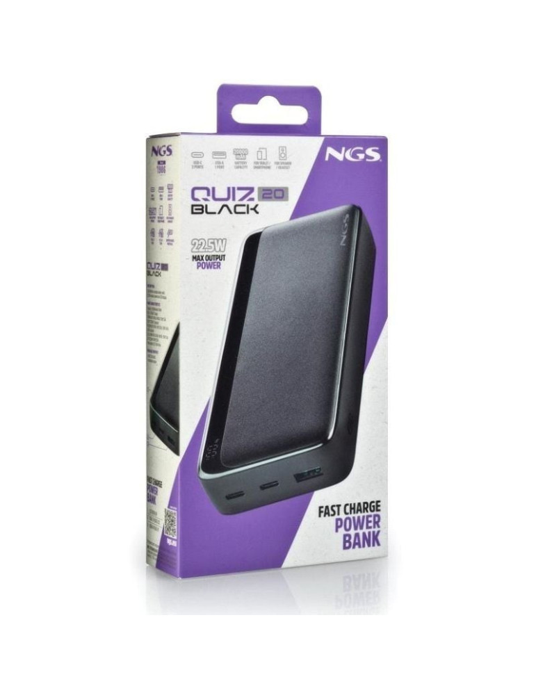 PowerBank 20000mAh NGS Quiz 20/ 22.5W/ Negra