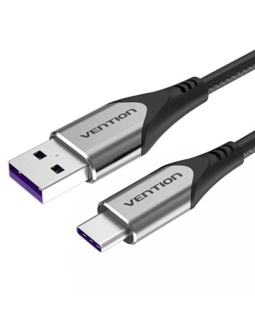 Cable USB 2.0 Tipo-C Vention COFHF/ USB Tipo-C Macho - USB Macho/ Hasta 100W/ 480Mbps/ 1m/ Gris