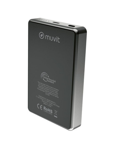 Powerbank 10000mAh Muvit For Change MCCHP0010/ 20W/ Wireless/ Negra/ Incluye Cable USB Tipo-C 2