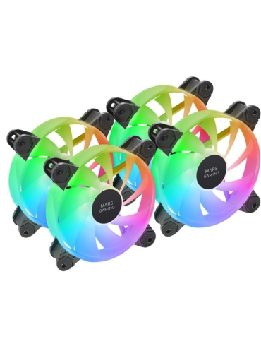 Pack 3 Ventiladores Mars Gaming MF-4A/ 12cm/ ARGB/ Negro