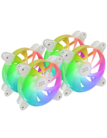 Pack 3 Ventiladores Mars Gaming MF-4A/ 12cm/ ARGB/ Blanco