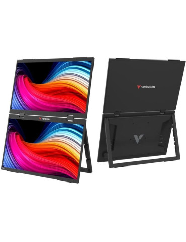 Monitor Portátil Táctil Verbatim Duo Essentials 15.6" + 15.6"/ Full HD/ Multimedia/ Negro
