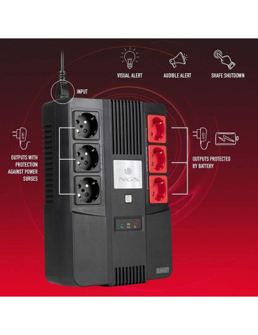 SAI Offline NGS Fortress Bunker/ 600VA-360W/ 6 Salidas/ Formato Bloque 2