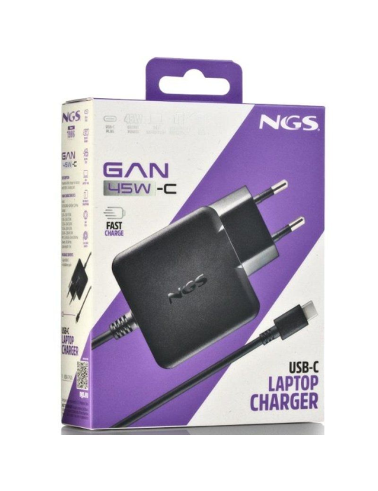 Cargador de Portátil NGS GAN 45W-C USB Tipo-C/ 45W/ Automático/ Voltaje 5-20V