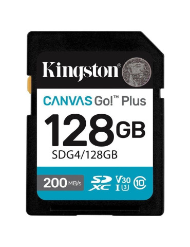 Tarjeta de Memoria Kingston CANVAS Go! Plus 128GB SD XC/ Clase 10/ 200MBs