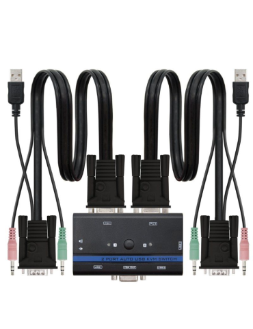 KVM Switch Nanocable 10.12.0001/ PC - CPU: 2 VGA + 2 USB + 4 JACK 3.5 / CONSOLA: 2 USB + VGA + 2 JACK 2.5/ 1.4m