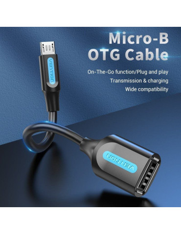 Cable USB 2.0 Vention CCUBB/ MicroUSB Macho - USB Hembra/ 480Mbps/ 15cm/ Negro 2