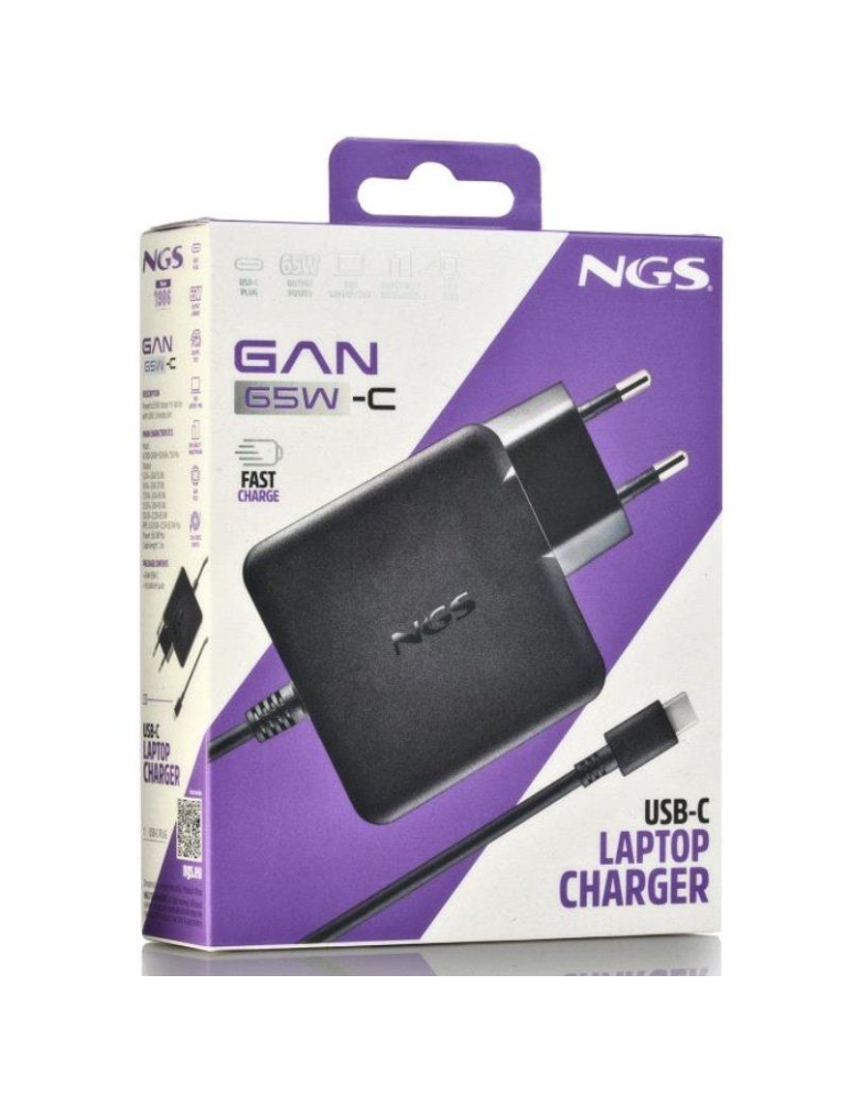 Cargador de Portátil NGS GAN 65W-C USB Tipo-C/ 65W/ Automático/ Voltaje 5-20V