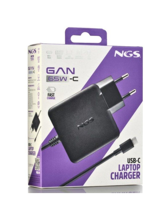 Cargador de Portátil NGS GAN 65W-C USB Tipo-C/ 65W/ Automático/ Voltaje 5-20V