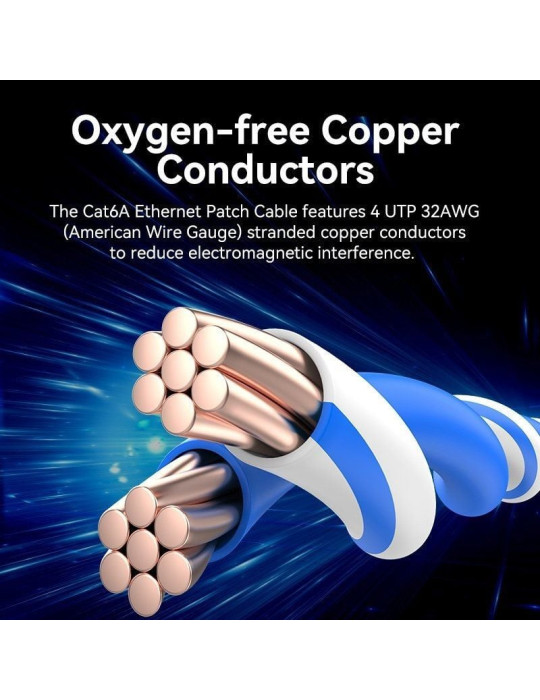 Cable de Red RJ45 UTP Vention IBOWF Cat.6A/ 1m/ Cabeza Rotatoria 360 / Blanco