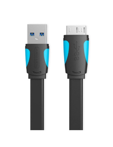 Cable USB 3.0 Vention VAS-A12-B100/ MicroUSB Macho - USB Macho/ Hasta 10W/ 5Gbps/ 1m/ Azul y Negro 2