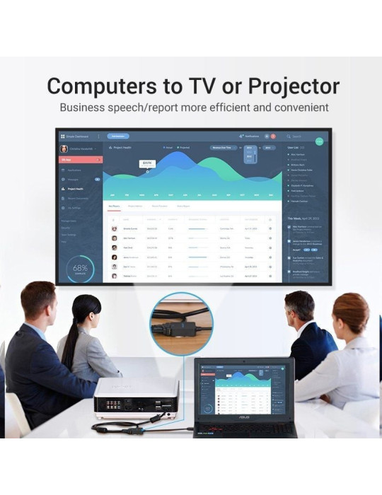 Conversor Vention ACPBB/ HDMI Macho - VGA Hembra/ 15cm/ Negro