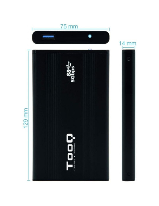 Caja Externa para Disco Duro de 2.5" TooQ TQE-2524B/ USB 3.1