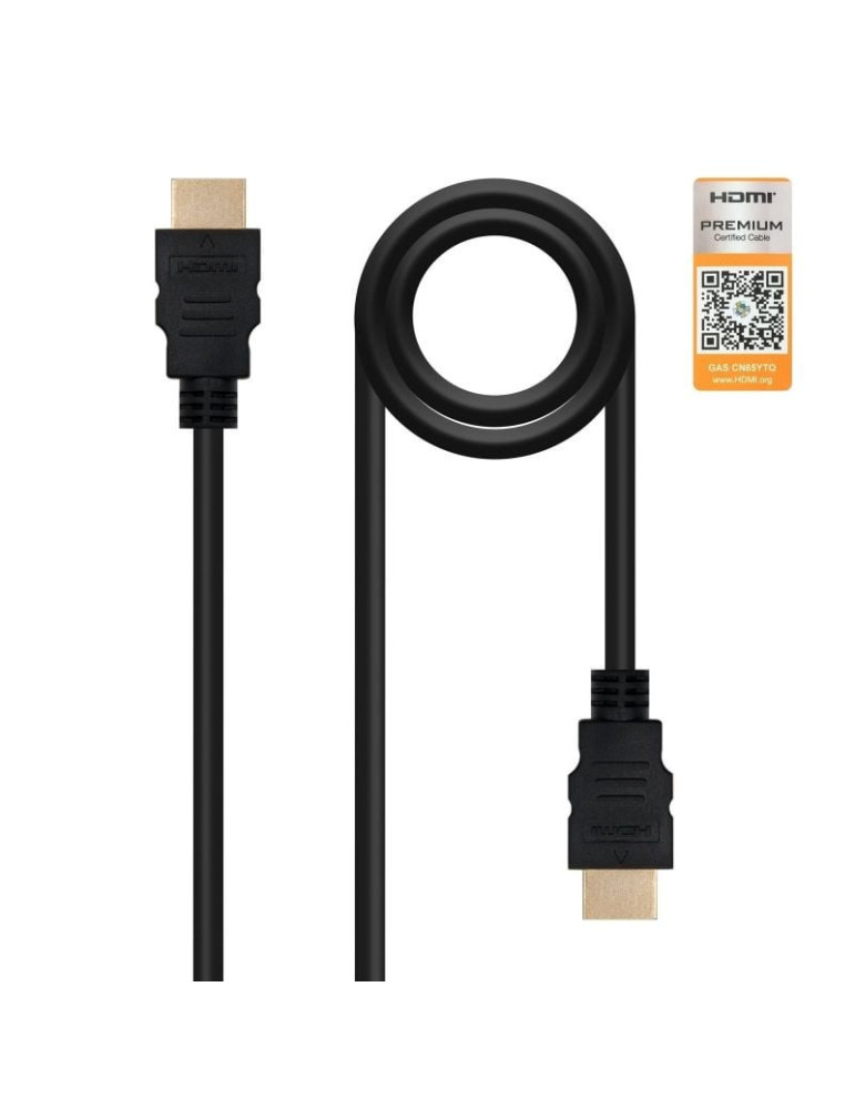 Cable HDMI 2.0 4K Nanocable 10.15.3601-L150/ HDMI Macho - HDMI Macho/ 1.5m/ Certificado/ Negro