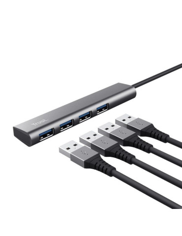 Hub USB Tipo-C Trust Halyx/ 4xUSB/ Gris 2