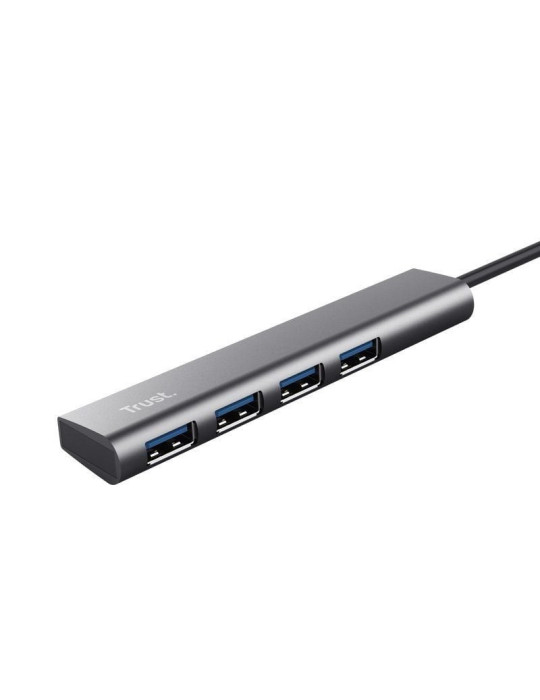 Hub USB Tipo-C Trust Halyx/ 4xUSB/ Gris