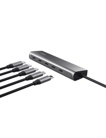 Hub USB Tipo-C Trust Halyx/ 4xUSB Tipo-C/ 1xUSB Tipo-C PD/ Gris 2