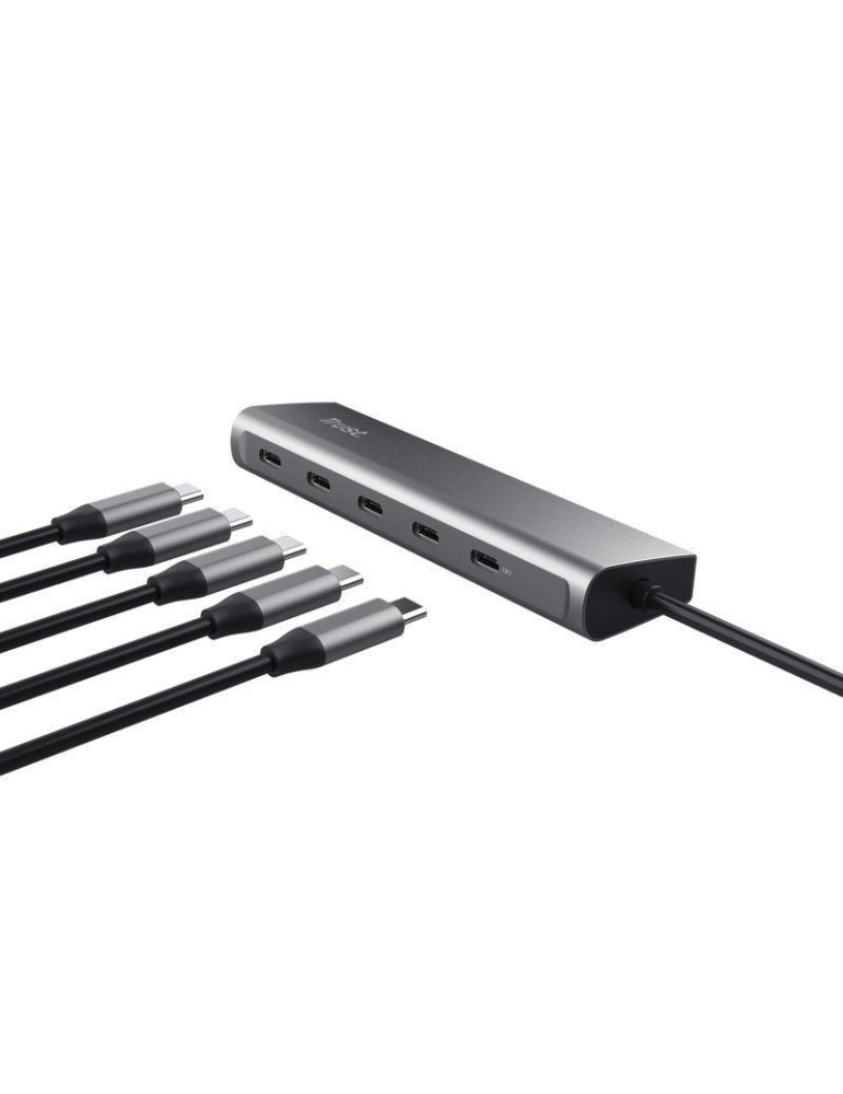 Hub USB Tipo-C Trust Halyx/ 4xUSB Tipo-C/ 1xUSB Tipo-C PD/ Gris