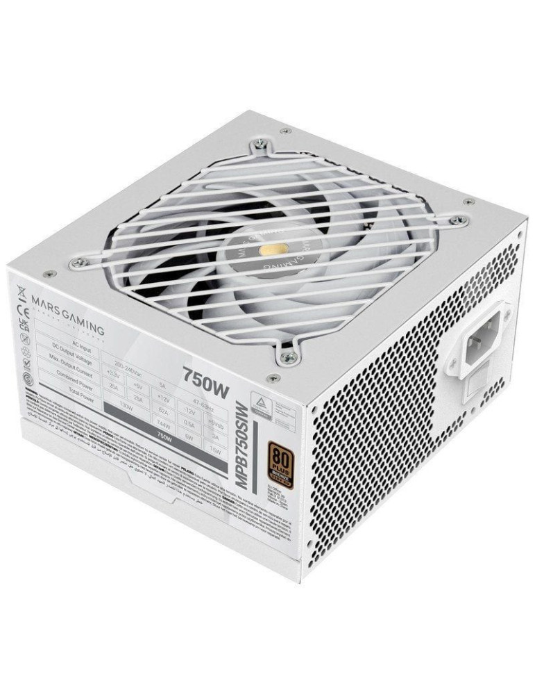 Fuente de Alimentación Mars Gaming MPB750SI/ 750W/ Ventilador 12cm/ 80 Plus Bronze/ Blanca