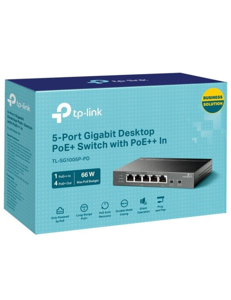 Switch TP-Link TL-SG1005P-PD 5 Puertos/ RJ-45 1/ 2.5Gbps PoE