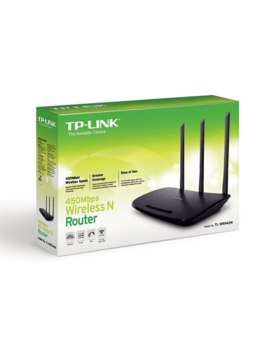 Router Inalámbrico TP-Link TL-WR940N 450Mbps/ 2.4GHz/ 3 Antenas 5dBi/ WiFi 802.11n/g/b
